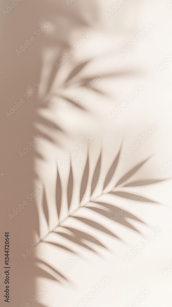 Fototapeta premium Plant Shadows on Pastel Wall – Minimalist Social Media Background