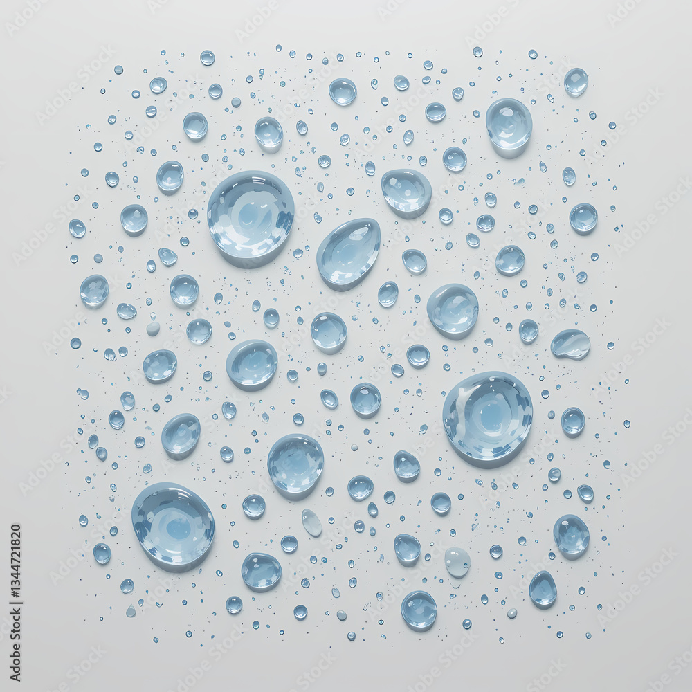 Light Blue Water Droplets on White Light Blue Water Droplets on White