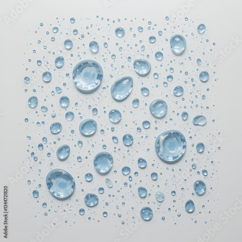Wallpaper Mural Light Blue Water Droplets on White Torontodigital.ca
