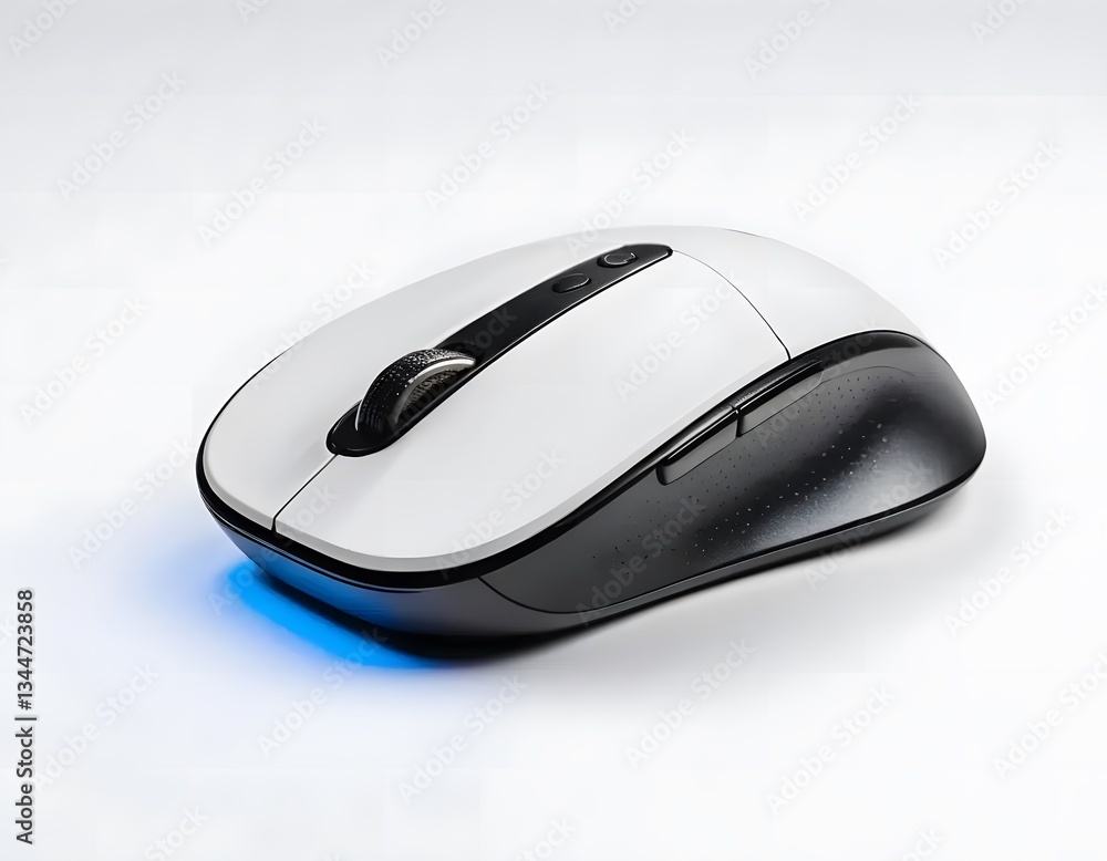 A wireless mouse on a white background. A wireless mouse on a white background.