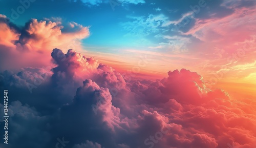 Vibrant Sunset Above Clouds Creates a Stunning Sky View During Twilight Hours