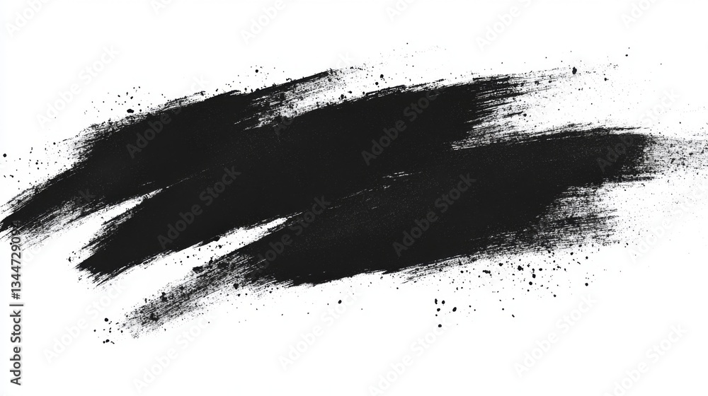 Obraz premium Abstract black brush stroke on white background for design and creativity projects