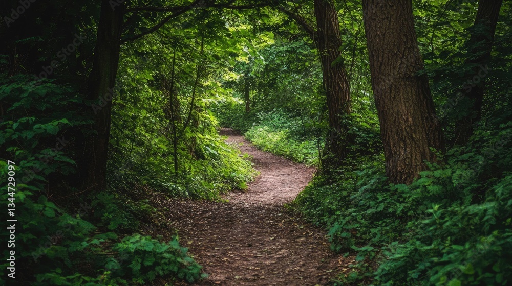 Serene Nature Path Surrounded by Lush Greenery in Peaceful Forest Setting Serene Nature Path Surrounded by Lush Greenery in Peaceful Forest Setting