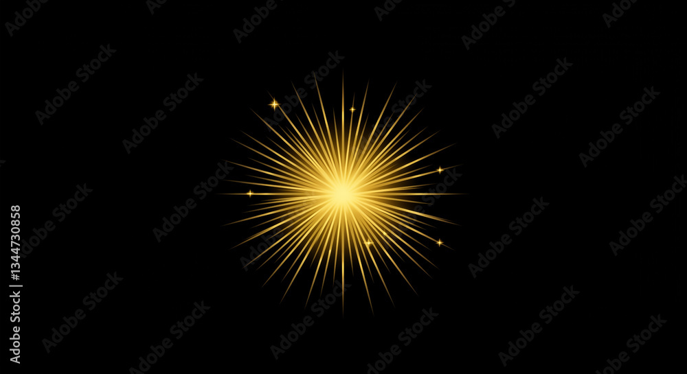 A radiant golden burst of light celebrating a joyous occasion, shining brightly against a deep black background. A radiant golden burst of light celebrating a joyous occasion, shining brightly against a deep black background.