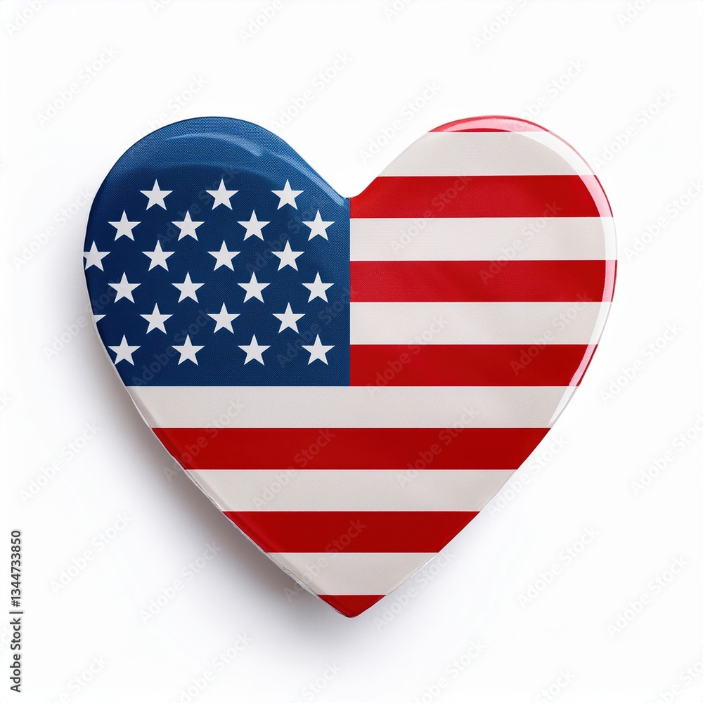 Heart-shaped american flag emblem symbolizing patriotism and love for usa Heart-shaped american flag emblem symbolizing patriotism and love for usa