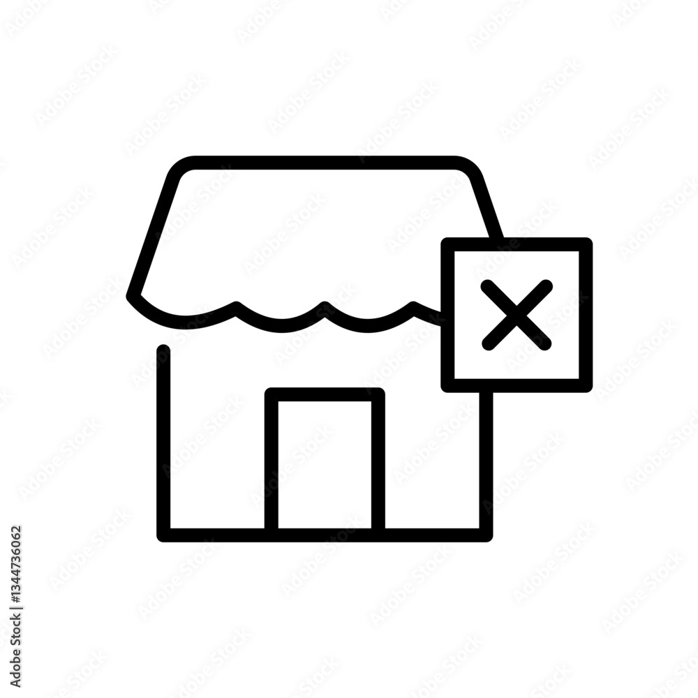 closed store icon with wavy roofline and rectangle door, flat stroke icon for apps and websites
closed store icon with wavy roofline and rectangle door, flat stroke icon for apps and websites