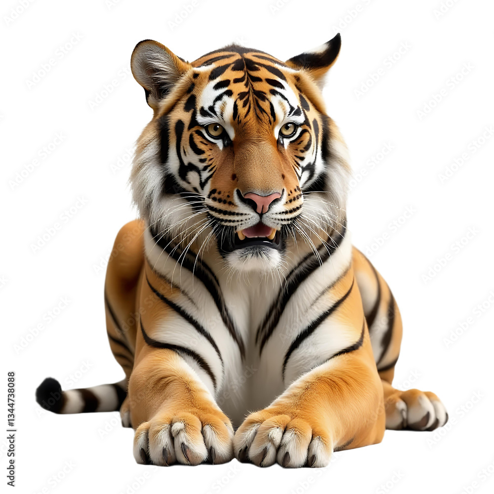 Fototapeta premium Tiger_resting_isolated_portrait_big_cat_wildlife