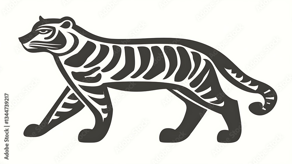 Fototapeta premium Walking Tiger Silhouette for Decoration or Design