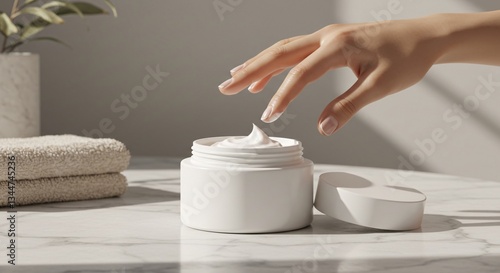 mano tomando crema de un tarro 