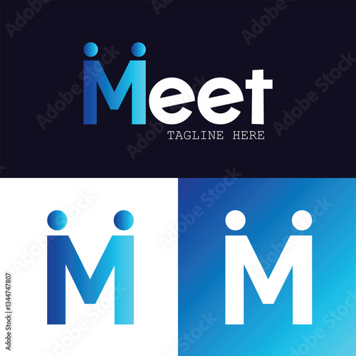 Meet logo creative professional simple modern letter m design