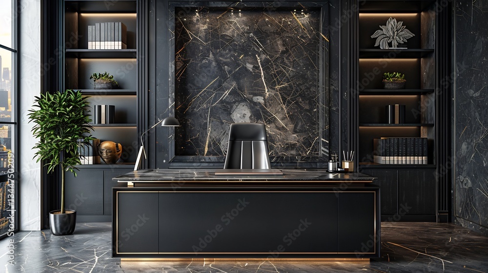 custom made wallpaper toronto digitalBlack marble desk empty space in the center stylish and luxurious workspace