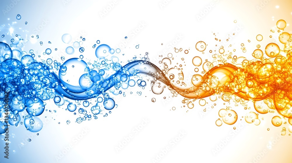 Abstract Flow of Water and Bubbles - Cold and Warm. Abstract Flow of Water and Bubbles - Cold and Warm.