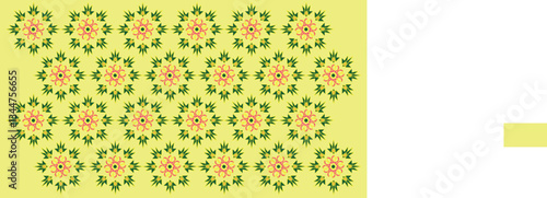 Motif sans couture fleur géométrique oriental vecteur vert rose fond jaune