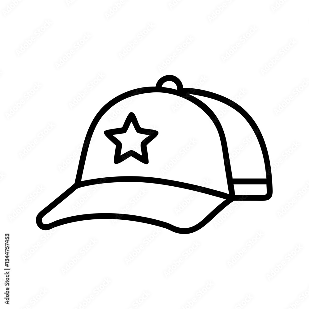 Naklejka premium Baseball cap with star design icon