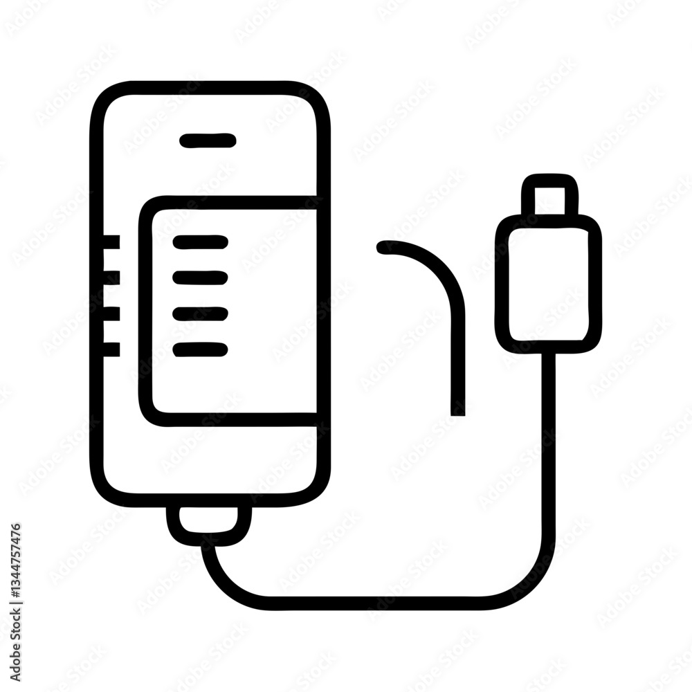 Smartphone charger with USB cable icon Smartphone charger with USB cable icon