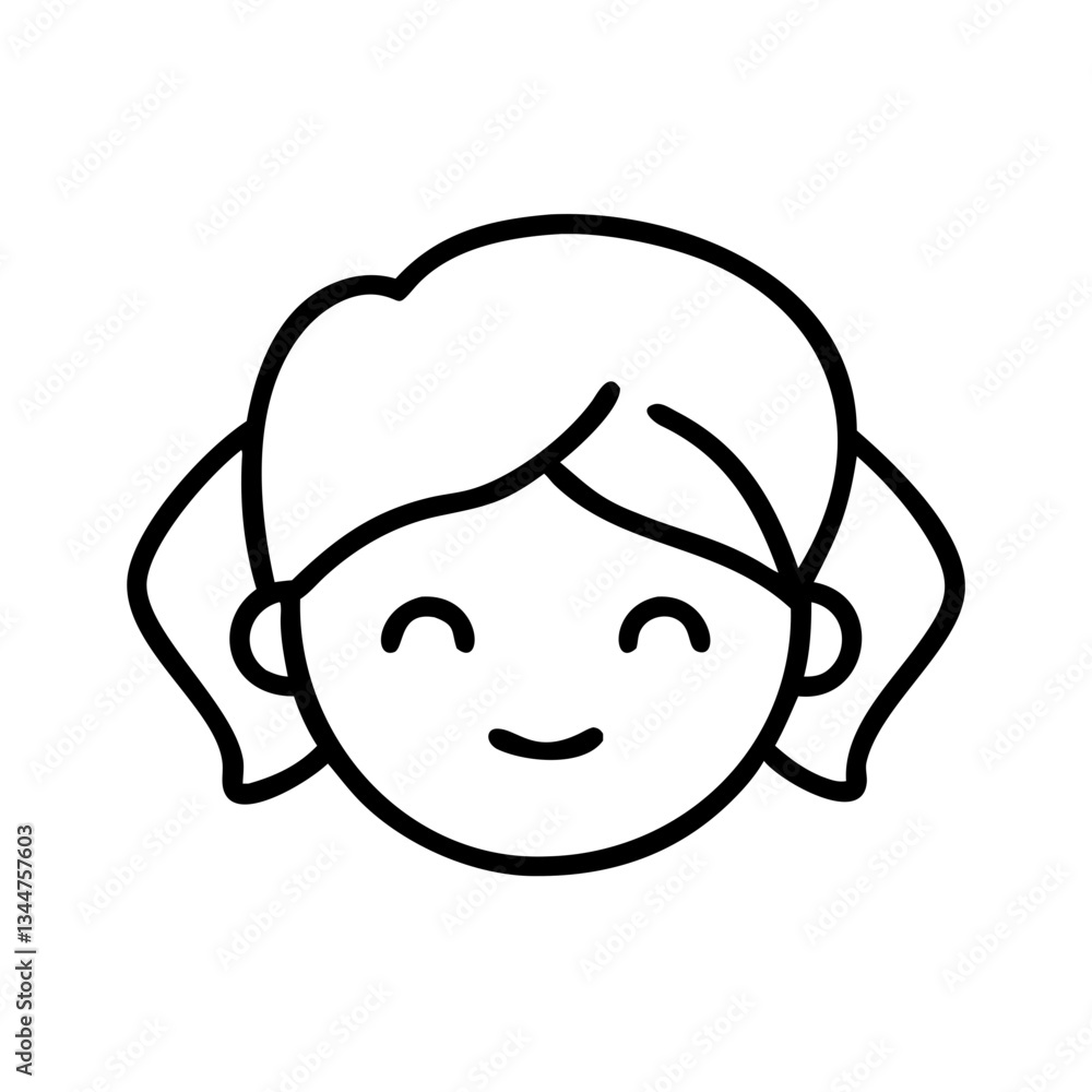 Happy girl smiling icon Happy girl smiling icon