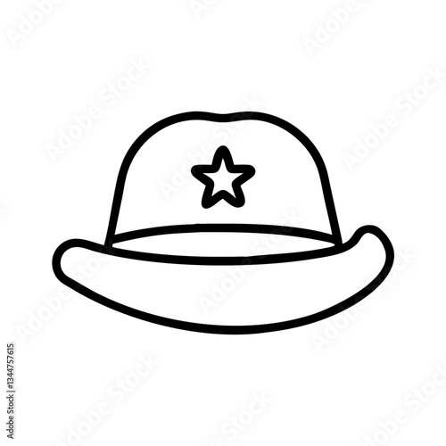 Cowboy hat with a star design in a minimalist style icon