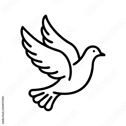 Flying dove in outline style icon