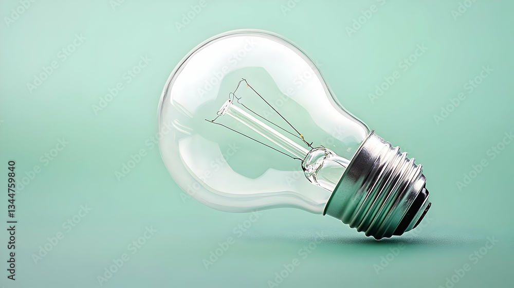 Illuminating Lightbulb On Mint Green Background Illuminating Lightbulb On Mint Green Background