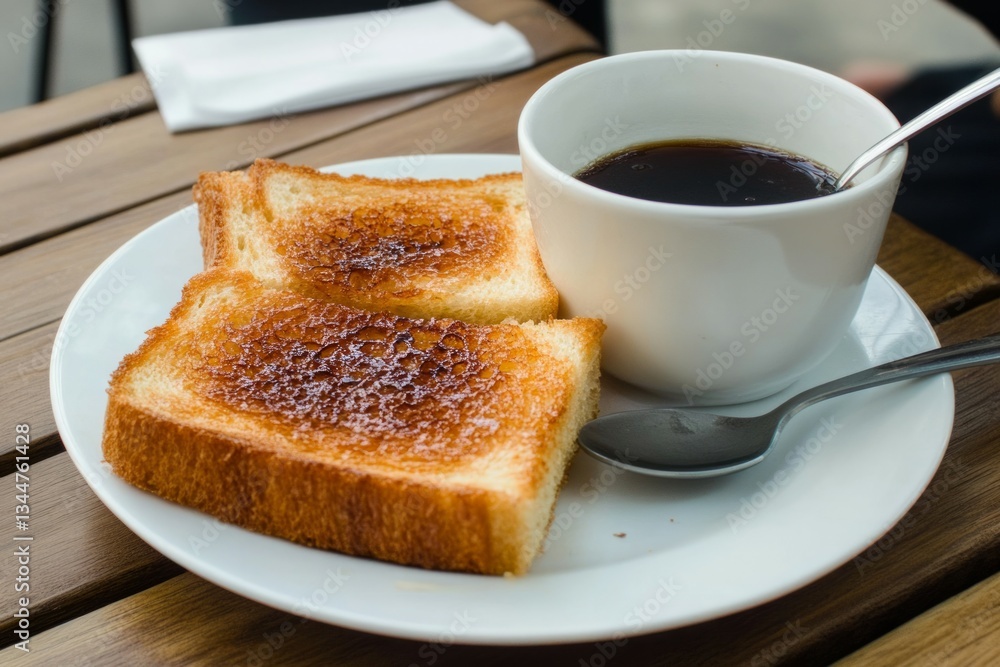 slice of toast and coffee.
an appetizing breakfast, good morning slice of toast and coffee.
an appetizing breakfast, good morning
