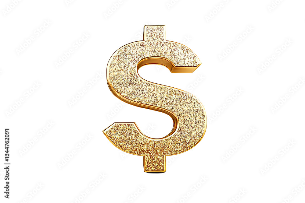 Golden dollar symbol on a transparent background Golden dollar symbol on a transparent background