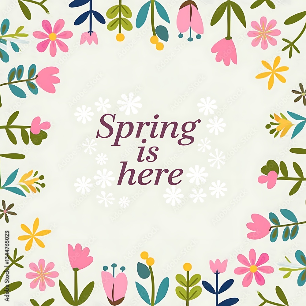 Hello Spring Flower Bouquet Illustration in Pastel Colors Hello Spring Flower Bouquet Illustration in Pastel Colors
