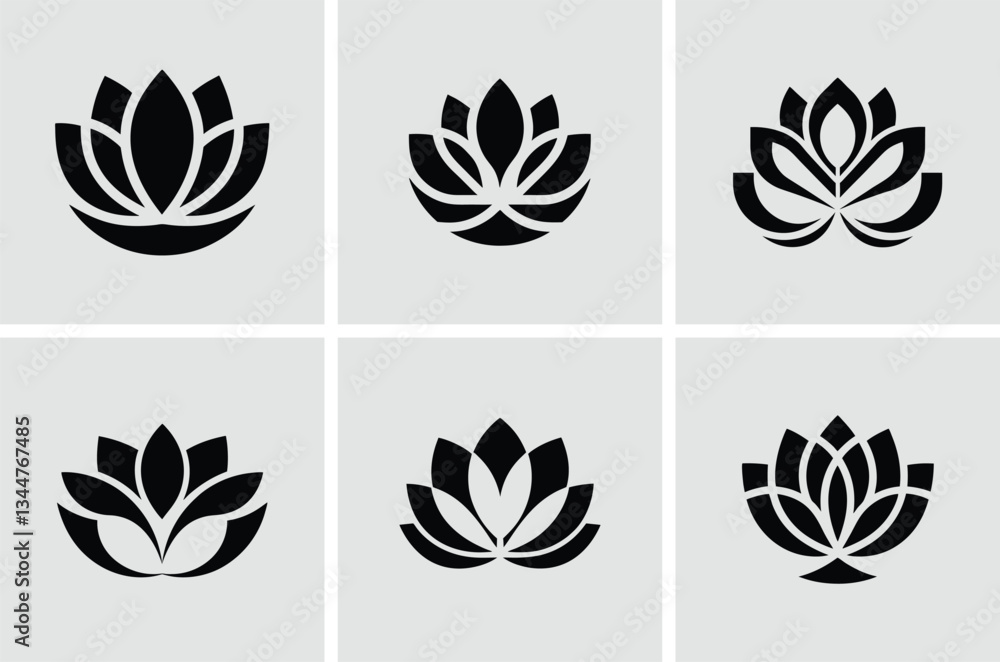Set of Abstract Black and White Floral and Botanical Icons Set of Abstract Black and White Floral and Botanical Icons
