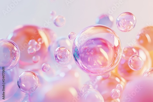 Wallpaper Mural Transparent iridescent bubbles are floating freely in a soft light Torontodigital.ca
