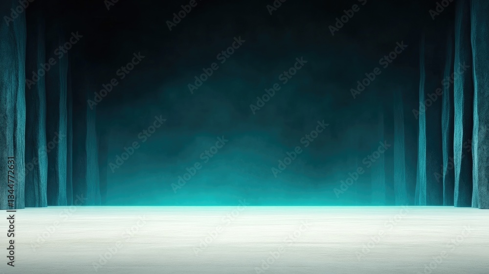 Obraz premium Mysterious, ethereal, teal-lit stage