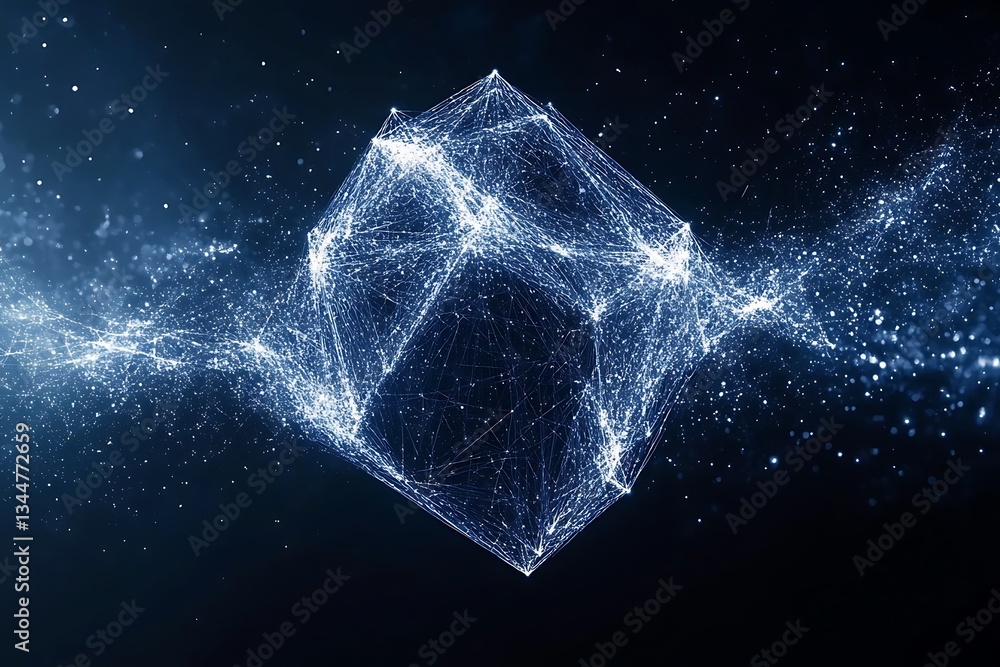 Obraz premium Abstract Geometric Form in a Cosmic Setting.