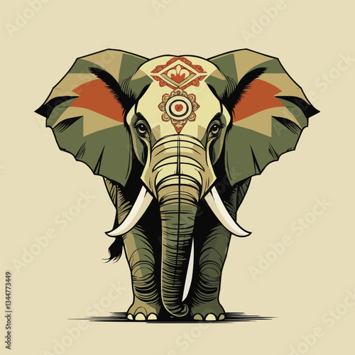 An elephant, simple Retro & Vintage Vector Art.
