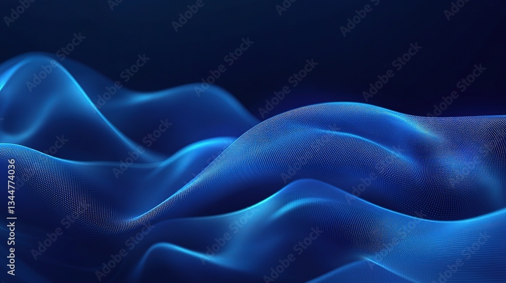 Fototapeta premium Flowing Blue Digital Waves with Binary Data Elements