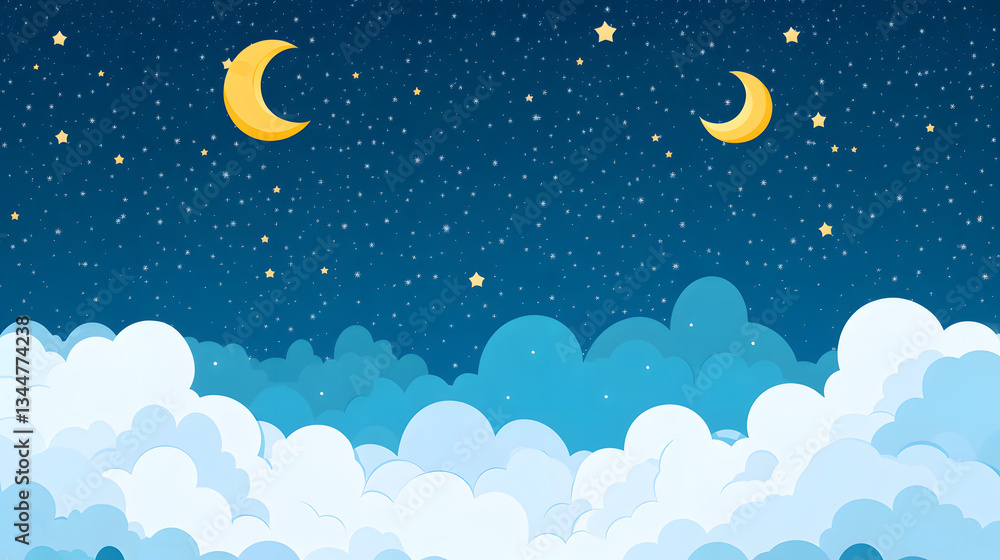 Fototapeta premium Vibrant Sky Cartoon Vector Illustration for Graphic Design Projects