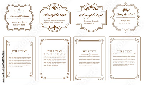A set of vintage design elements, decorative flourish borders and frames. Vector ornament..eps