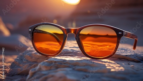 Wallpaper Mural A pair of sunglasses is silhouetted against a stunning sunset Torontodigital.ca