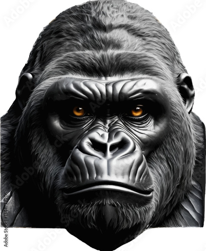powerful vector gorilla head staring head-on