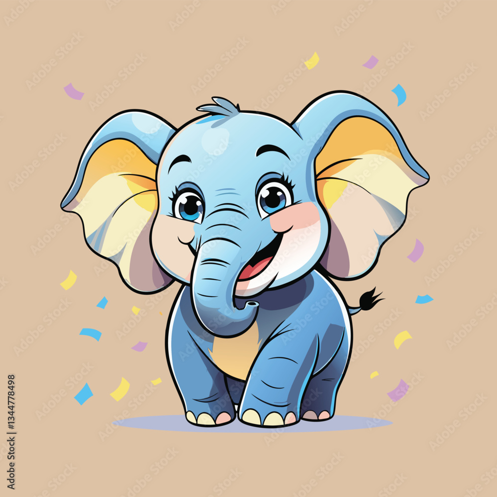 Obraz premium funny baby elephant mascot cartoon character