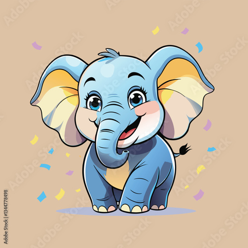 funny baby elephant mascot cartoon character