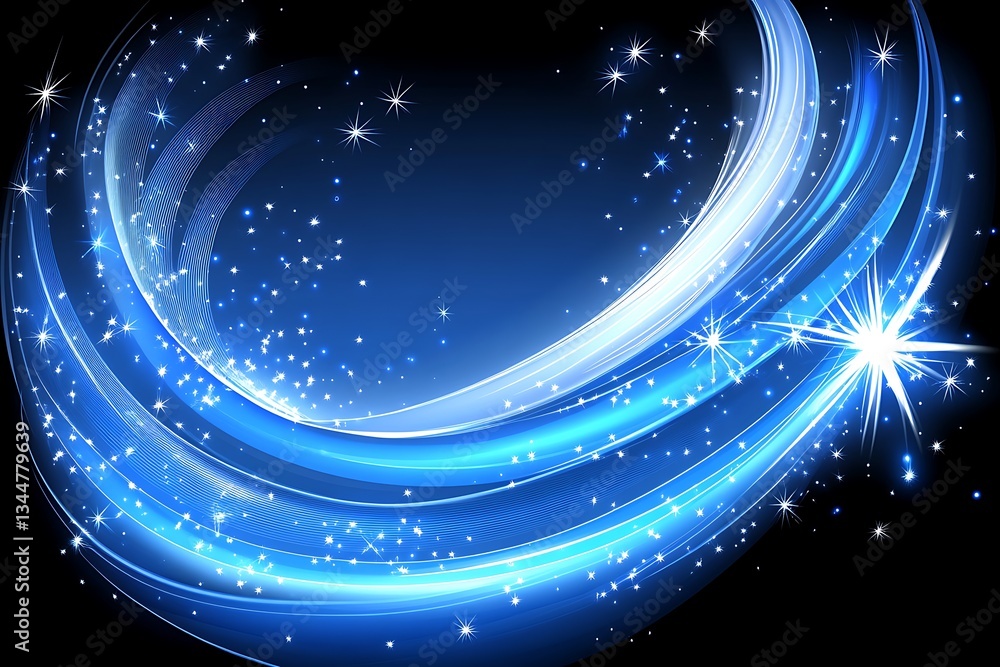 Obraz premium Blue Light Swirls with Sparkle.