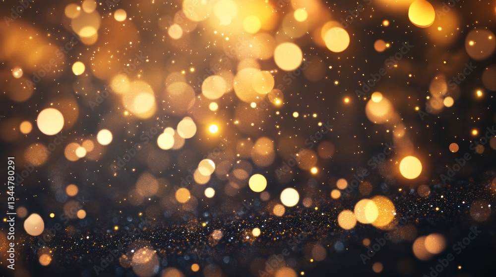 Golden bokeh lights background, festive, celebration, party ambiance Golden bokeh lights background, festive, celebration, party ambiance