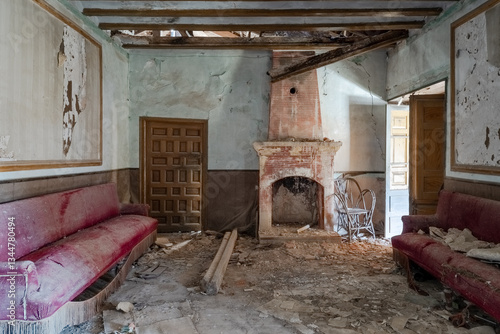Interior of a ruined house