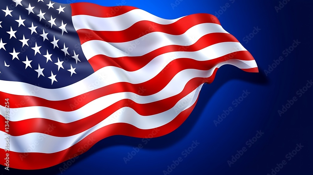 Obraz premium Waving Flag of the USA in the dark. Illustration use
