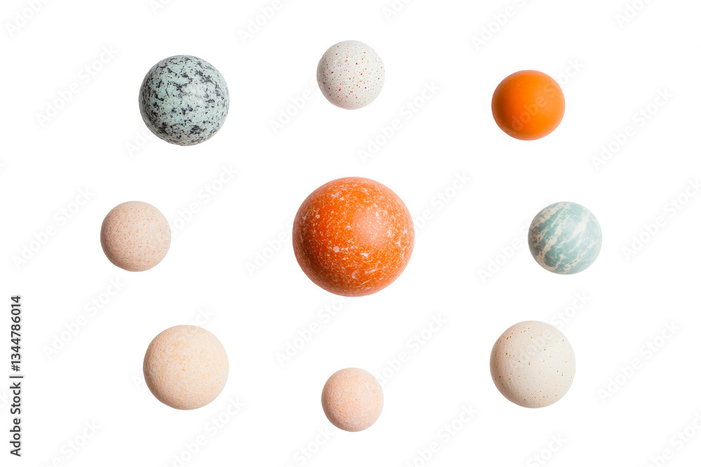 Fototapeta premium Colorful spheres arranged in a circular pattern