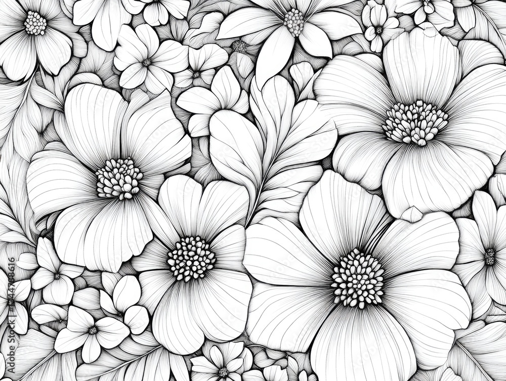 Floral Pattern with Small Flowers and Leaves Floral Pattern with Small Flowers and Leaves