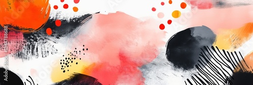 Interactive art banner showcases dynamic mixed media design with vibrant colors