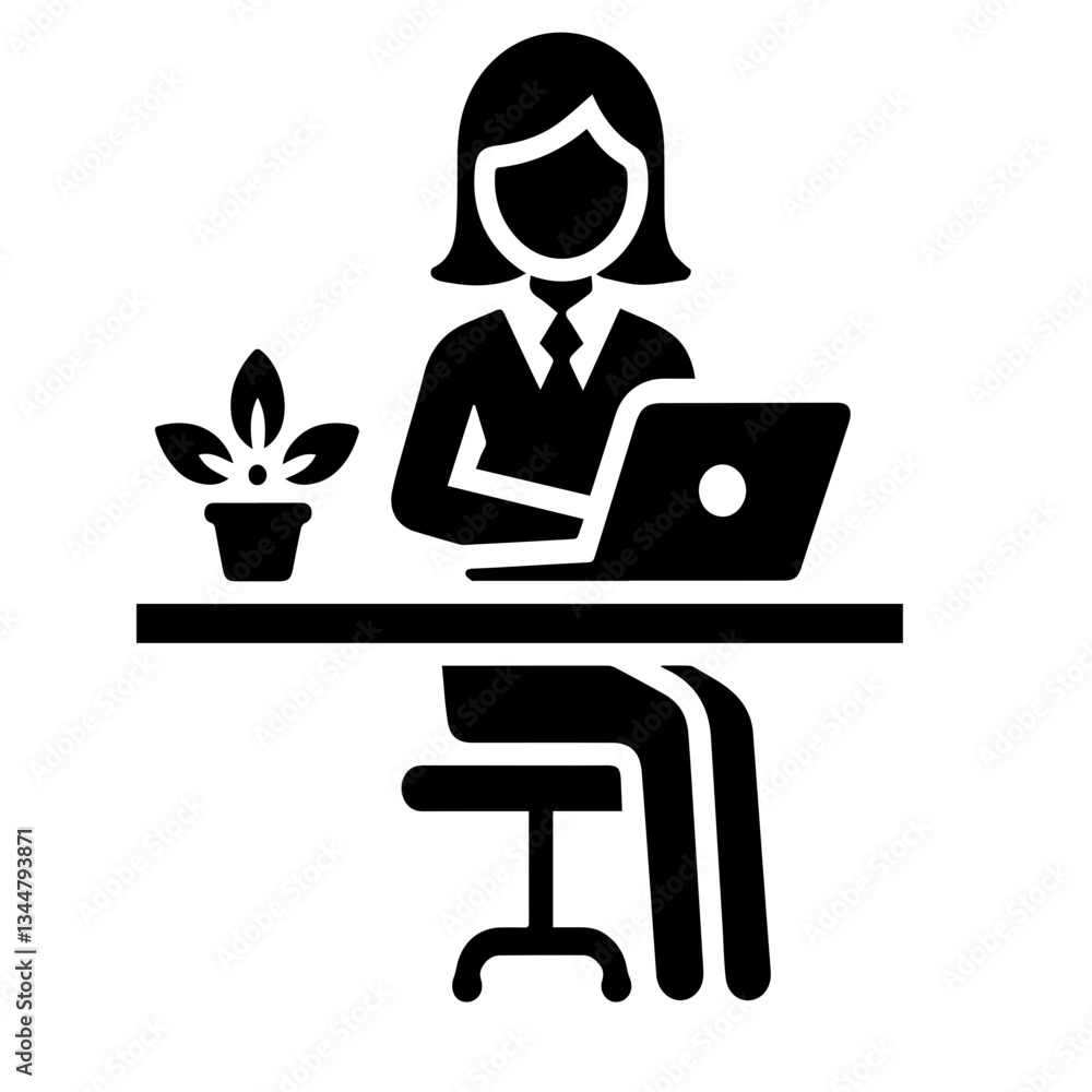 women office worker vector icon.
