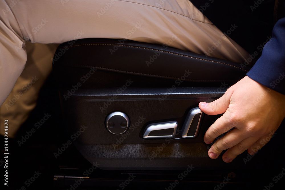 Positioning car seat by hand for optimal comfort and ergonomic support while driving Positioning car seat by hand for optimal comfort and ergonomic support while driving
