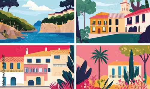 Colorful Majorca Landscape with Traditional Architecture and Scenic Coastal Views