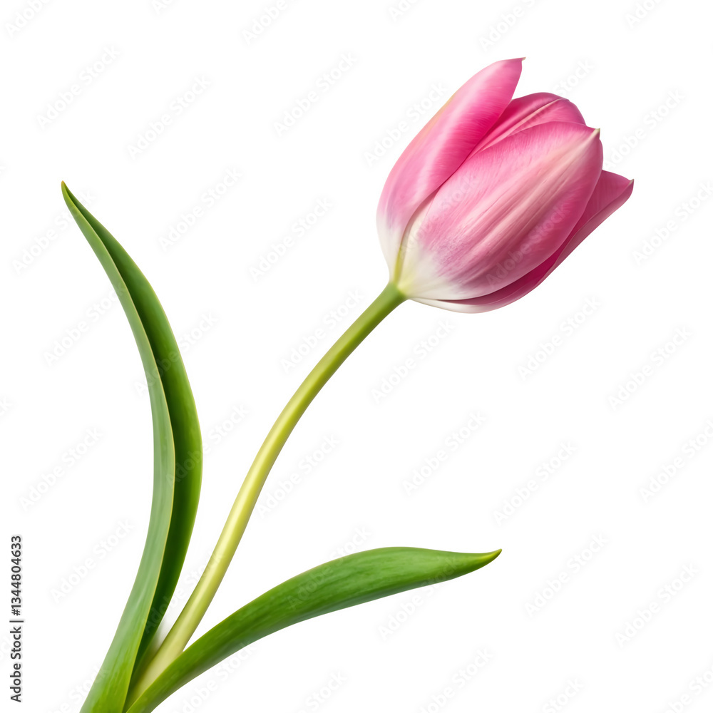 Fototapeta premium Vibrant Red Tulip Flower Isolated Black Background Beautiful Nature