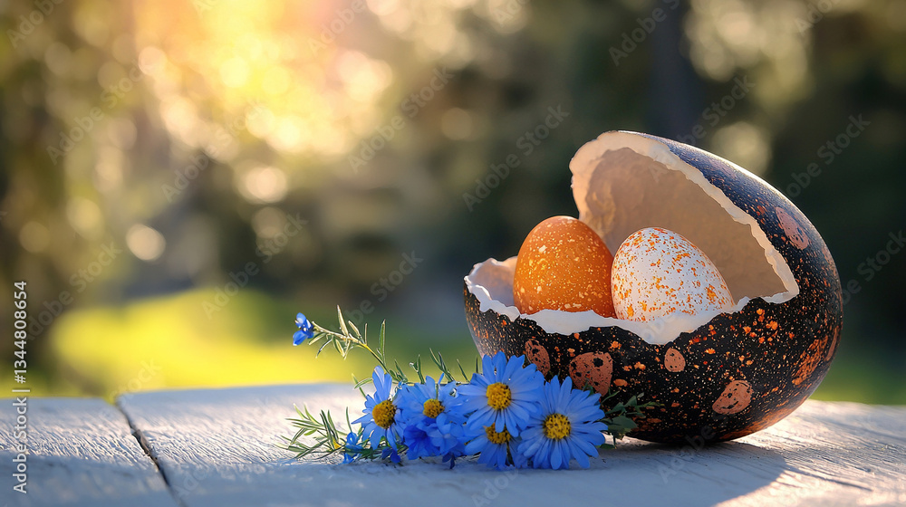 Easter eggs in painted shell